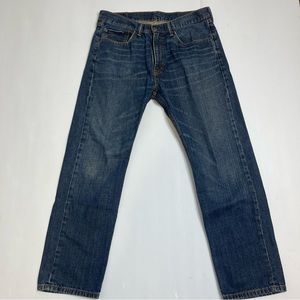 Levi’s Men Dark Wash Distressed Straight Leg Denim Jeans